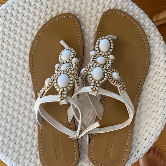 white jeweled sandals